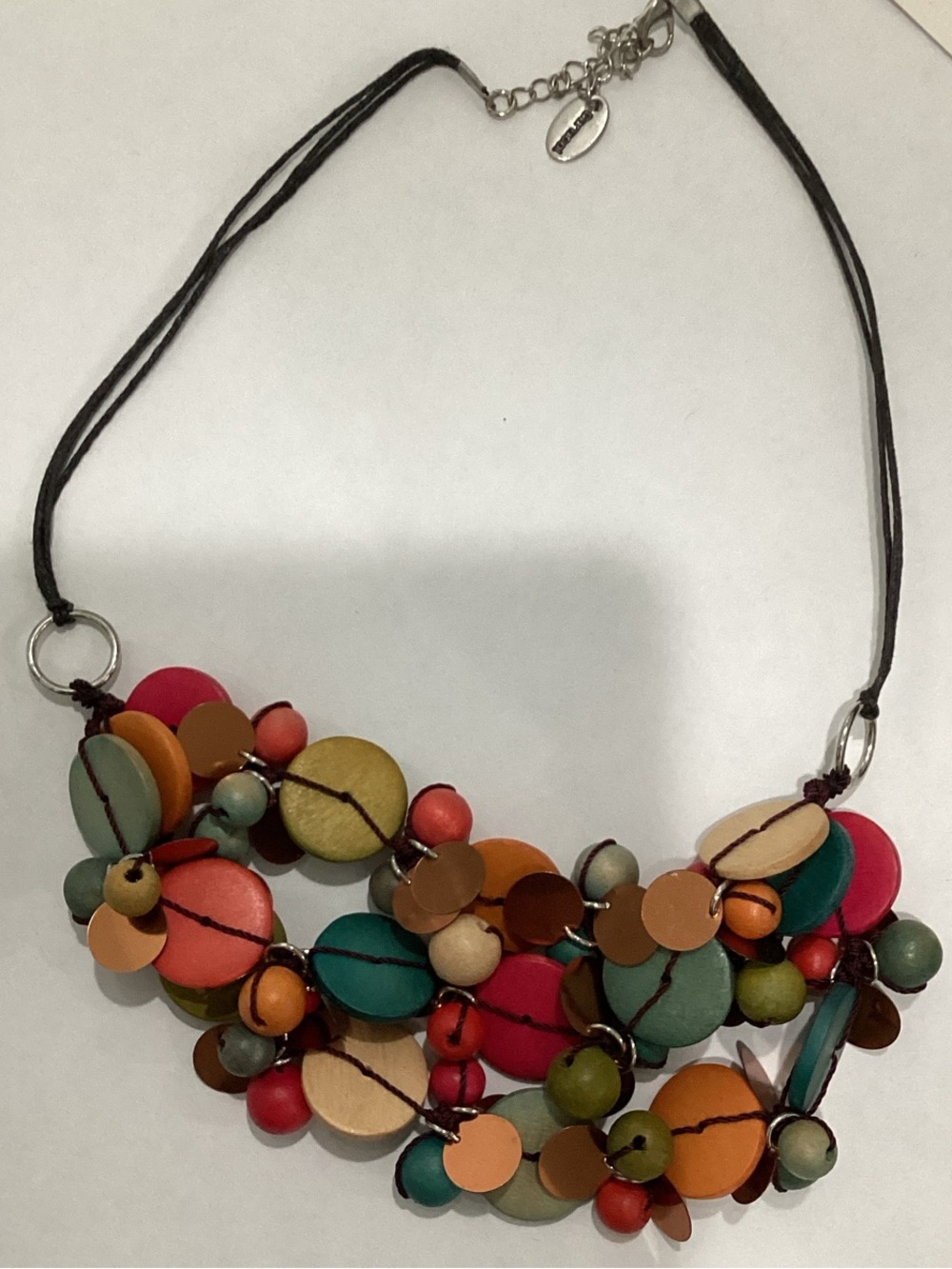 Colorful Multi-Disc Statement Necklace - Green,‎ Pink, Orange, Gold